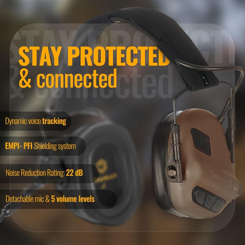 EARMOR M32 PLUS Tactical Headset for Helmet - Noise Canceling Headphones with mic for Shooting & Hunting Earmuffs, Nato TP120 Jacket, Coyote - Image 2